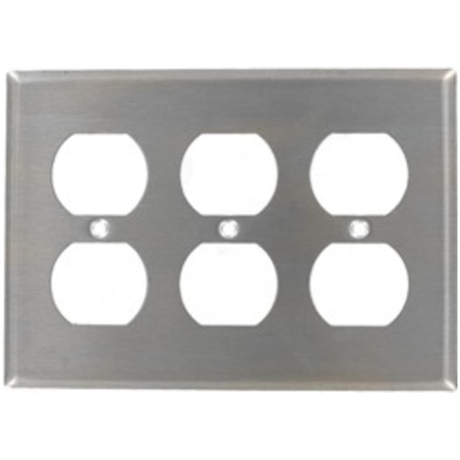 Type 302 Stainless Steel 3 Gang Device Mount Duplex Receptacle Wall Plate