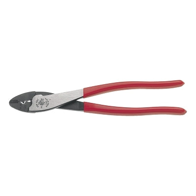Crimper/Cutter, 9-3/4 in L, 10 AWG to 22 AWG Insulated/Non-Insulated Terminals, Red Plastic-Dipped Handle
