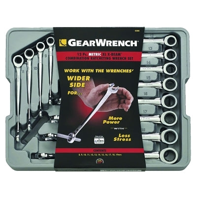 12 Pc. XL X-Beam Combination Ratcheting Wrench Sets, Metric