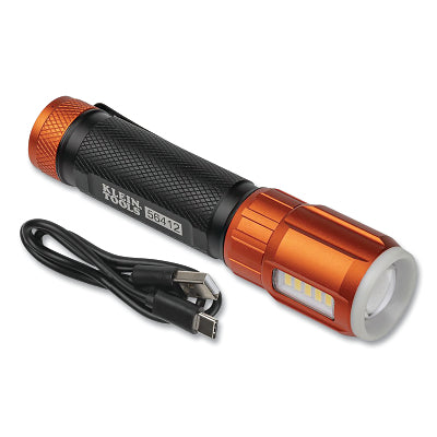 Rechargeable LED Pocket Light, Lithium-Ion, Orange, Work Light Side Barrel, Magnetic End Cap
