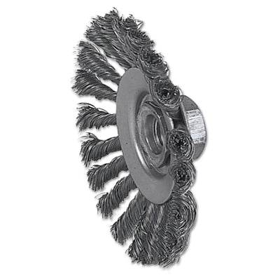 Knot Wire Bevel Wheel, 4 1/2 in D x 3/8 W, .014 in Stainless Steel, 12,500 rpm