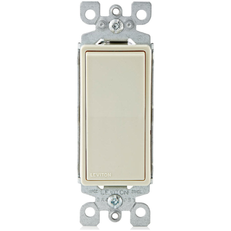 Decora Rocker Switch, Residential Grade, Self Grounding, 15A, 120/277V, 1-Pole, Light Almond