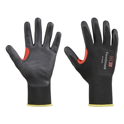 CoreShield A1/A Coated Cut Resistant Gloves, 8/M, Nylon Black Liner, Nitrile Micro-Foam Black Coating, 15 ga