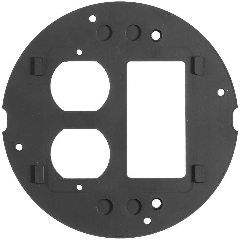 In-Floor Delivery Systems, SystemOne, Sub-Plate, (1) Duplex Opening, (1) StyleLine Decorator Opening, Black