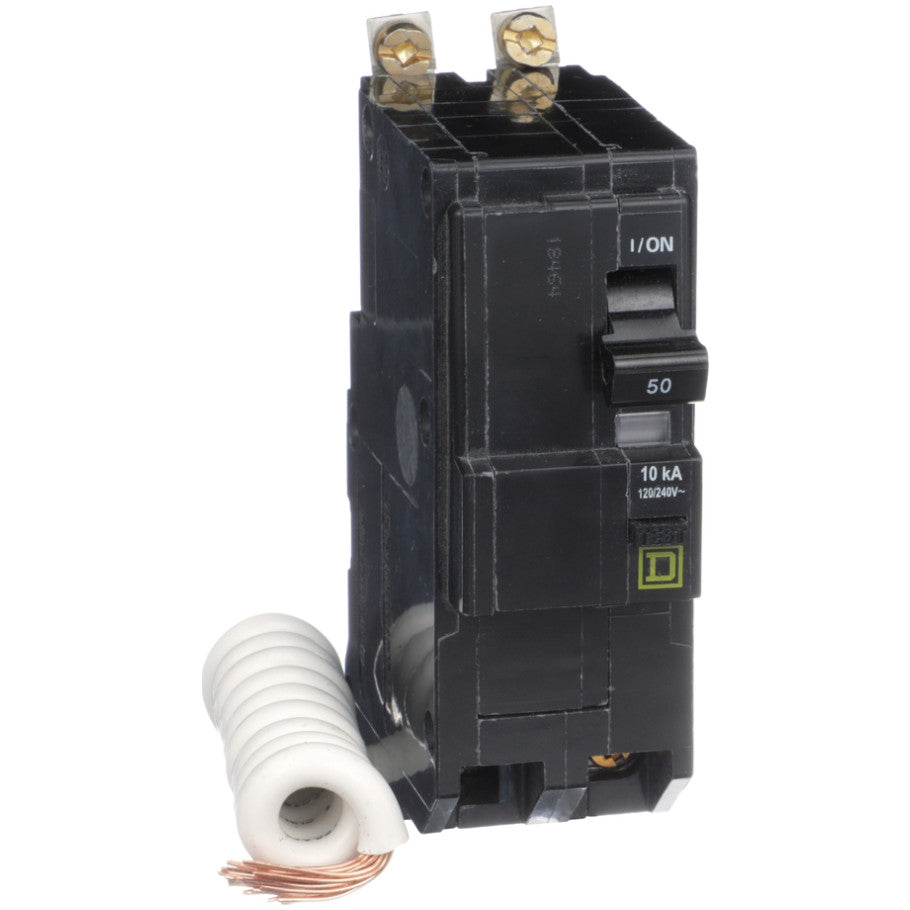 Mini circuit breaker, QO, 50A, 2 pole, 120/240VAC, 10kA, bolt on, 30mA grd fault B  TAA
