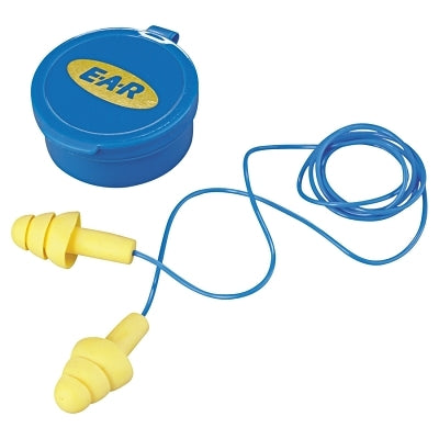 3M 340-4002 E-A-R Ultrafit Earplugs, Elastomeric Polymer, Yellow, Corded, Carrying Case