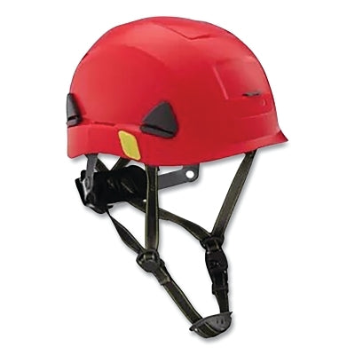 Fibre-Metal Climbing Style Safety Helmet, Type II, Dual Locking Rachet Suspension, Non-Vented, Red