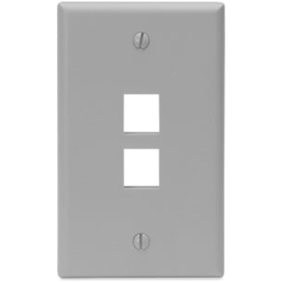 QuickPort Standard Plastic Wallplate, 1-Gang, 2-Port, Gray