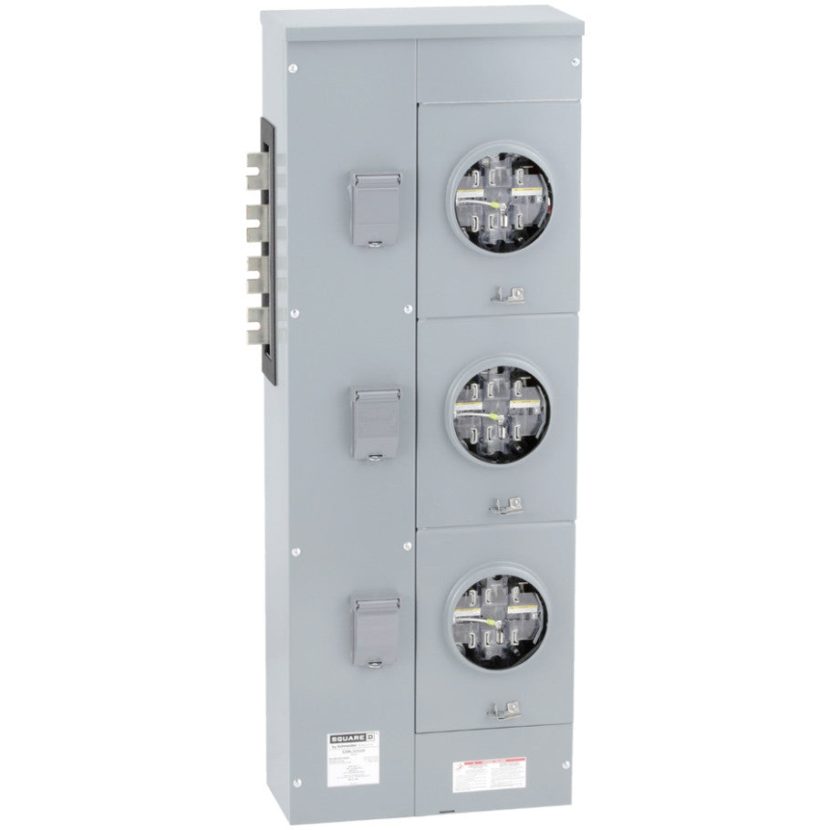 EZ Meter Pak EZML Commercial Branch Unit, 7 Jaw Ringless Socket With Lever Bypass and Jaw Release, 225A, 3 Phase IN