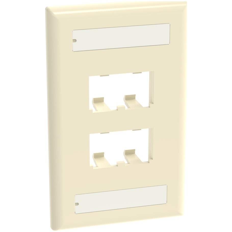 Mini-Com Classic Series, 1 Gang, Vertical Faceplate, 4-Port, Electric Ivory