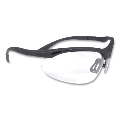 Cheaters Bi-Focal Safety Glass, 2.5 Diopter, Polycarbonate, Black, Nylon
