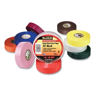 3M 054007-90529 Vinyl Electrical Color Coding Tape, 35, 1/2 in W W x 20 ft L L, Assorted