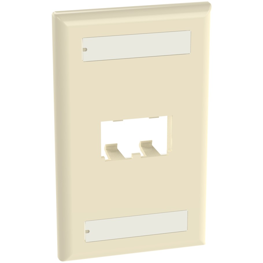 Mini-Com Classic Series, 1 Gang, Vertical Faceplate, 2-Port, Electric  Ivory