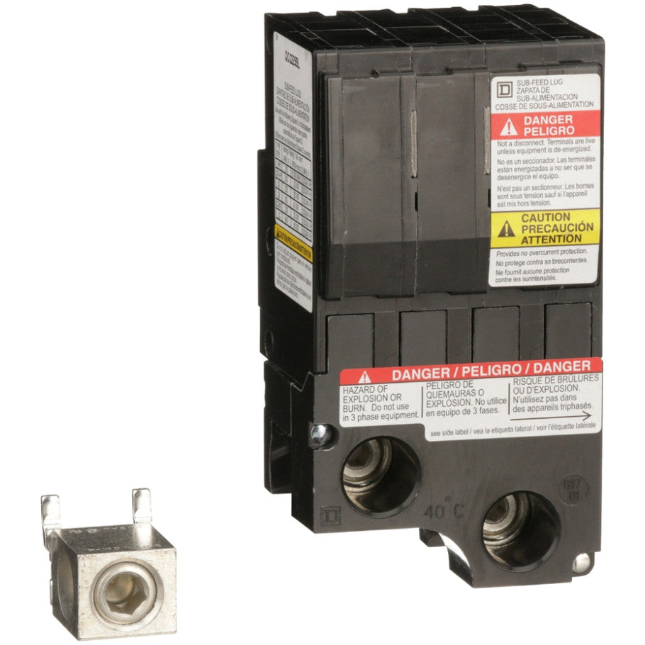 Mini circuit breaker accessory, QO, lug kit, 225A, 2 pole, 2 spaces, subfeed