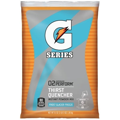 G Series 02 Perform Thirst Quencher Instant Powder, 51 oz, Pouch, 6 gal Yield, Glacier Freeze