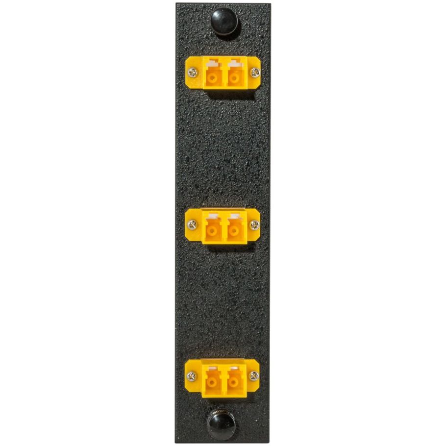 Fiber Optic Panel Adapter, 6-Fiber, 3) LC Duplex, Zircon Sleeves, Yellow