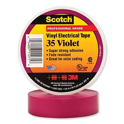 3M 112716 Vinyl Electrical Color Coding Tape, 35, 3/4 in W x 66 ft L, Violet