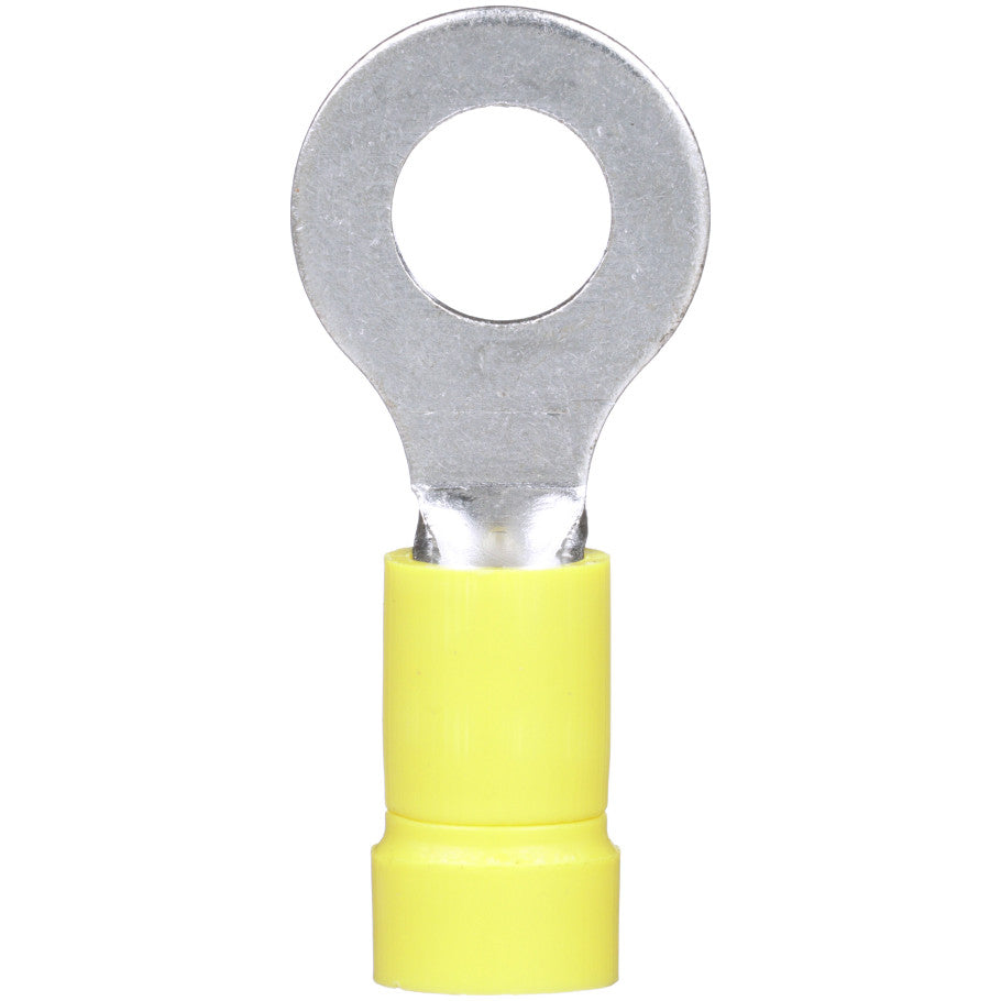 Pan-Term PV10-14R-D Ring Terminal, Yellow, Vinyl, 10-12 AWG, 1/4" Stud, PK500