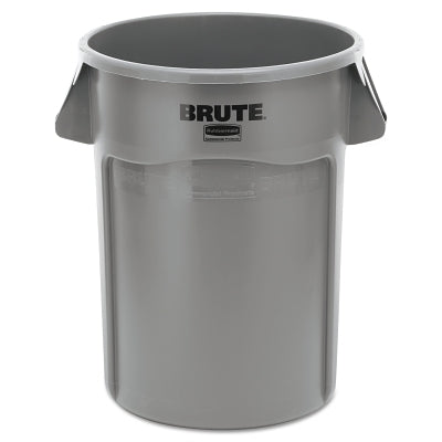 BRUTE Round Container without Lid, 44 gal, Heavy-Duty Plastic, Utility Waste, Gray