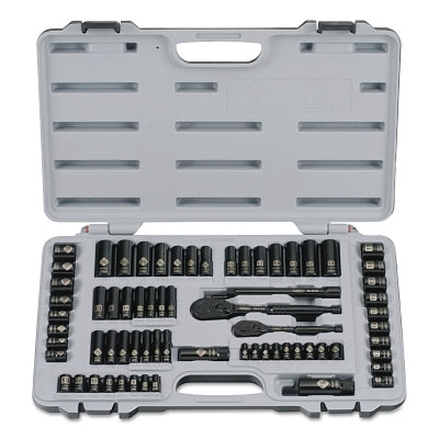 Professional Tool Set, 69-Pc, 3/8 in Drive and 1/4 in Drive, Black Chrome