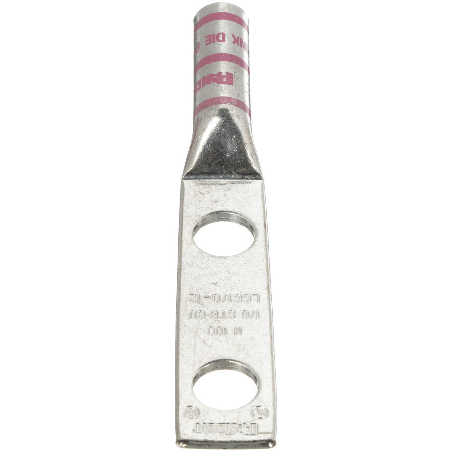 Long Barrel Lug, Pink, 2-Hole, 1/0 AWG, 1/2 in.
