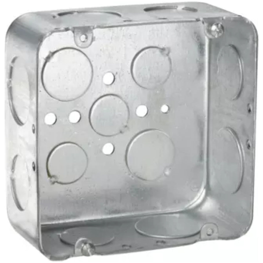 4-11/16 in. Sq. Box, Steel, Drawn, 2-1/8 in.D, (4) 3/4   (4) 1 in. Side KO, (3) 1/2   (2) 3/4 in. Bottom KO, 42 cu. in. Capacity