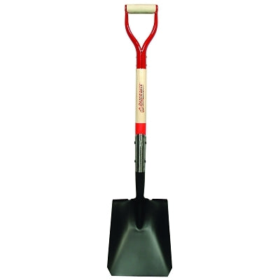 Square Point Transfer Shovel, 9.5 in W x 12 in L, Forward-Turned Step/Open-Back, 30 in Hardwood Steel D-Grip Handle