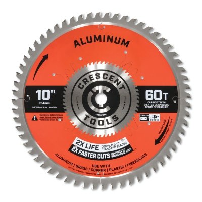 Aluminum Circular Saw Blade, 5/8 in dia Arbor, 60 Teeth, 10 in dia Blade, Thick, 5 EA/PK