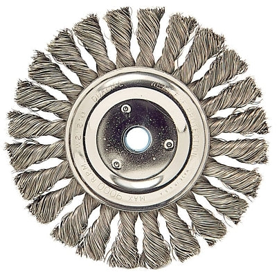 Cable Twist Knot Wire Wheel, 4 in D x 1/4 in W, .02 in Steel Wire, Retail Pack