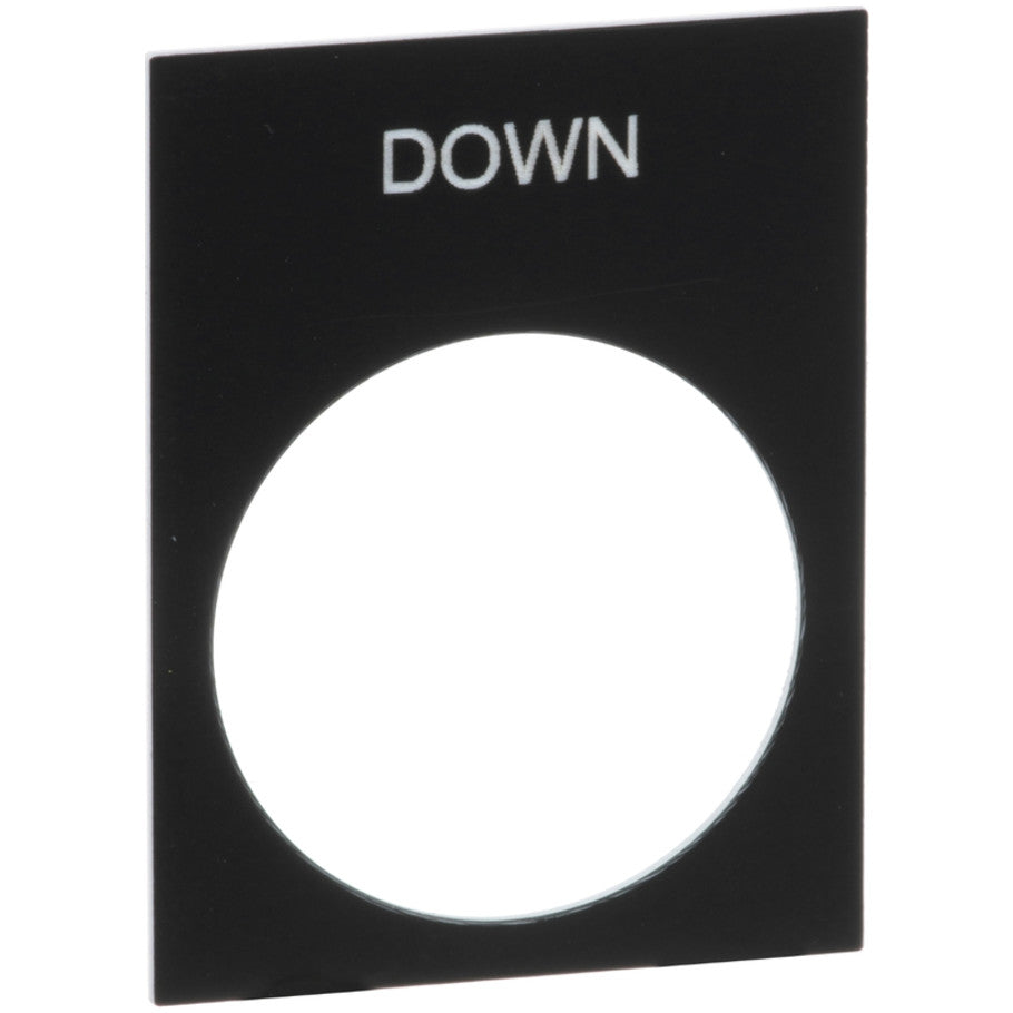 PVC Pendant Station Legend Plate, White on Black, DOWN