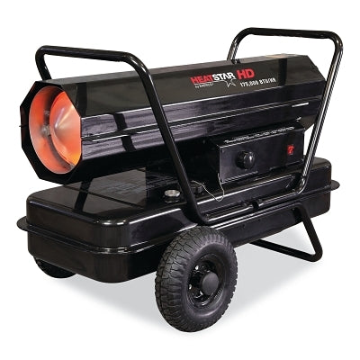 Portable Kerosene Forced-Air Heater, 185000 Btu/h, 14 gal, 110 V
