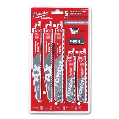 SAWZALL Demolition Blade Set, 5-Pc, 6 in and 9 in L; 5 to 7 TPI, 1/2 in Universal Shank