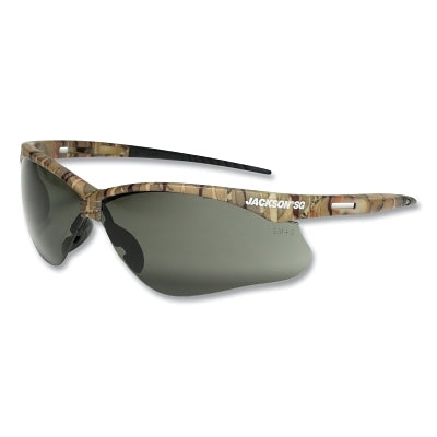 SG Series Safety Glasses, Smoke Poly Lens, Hardcoat Anti-Scratch, Camo Poly Half-Frame