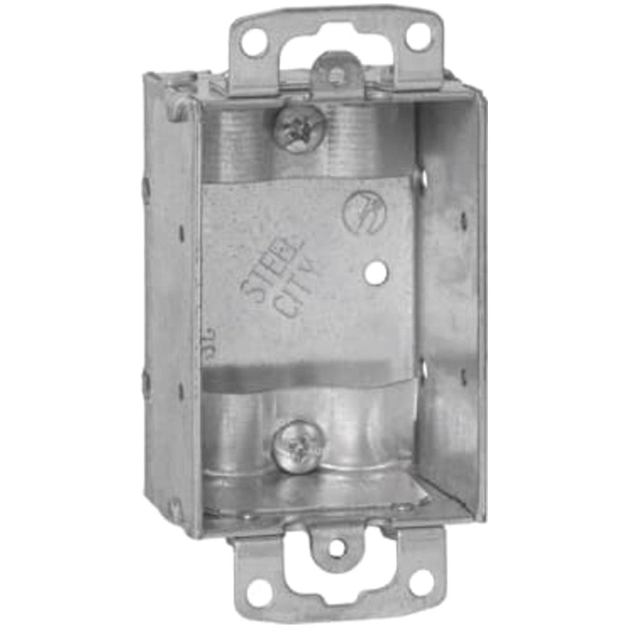 Steel City 3x2 Switch Box, Steel, 1-1/2 in. D, Mounting Ears, (4) C-5 End Clamps, (2) C-5 Bottom Clamps