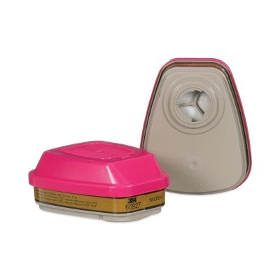 3M 60927 Mercury Vapor/Organic Vapor/Acid Gas Cartridge/Filter/P100, NIOSH Magenta/Olive
