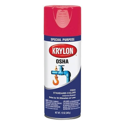 OSHA Safety Color Spray Paint, 12 oz Fill, Aerosol Can, Safety Red, Gloss