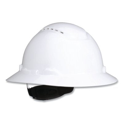 3M H-801SFV-UV SecureFit Pressure Diffusion Ratchet Suspension w/UVicator Hard Hat and Cap, Full Brim, Hard Hat, Vented, White
