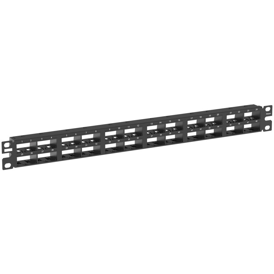 Patch Panel Rack Mount, 48-Port, 1 RU, Black