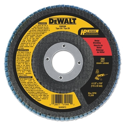Type 29 Flap Disc, 4-1/2 in dia, 60 Grit, 7/8 in Arbor, Zirconia, 13300 RPM