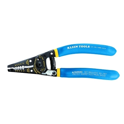 Klein-Kurve Wire Stripper/Cutter, 7.4 in OAL, 10 to 18 AWG Solid/12 to 20 AWG Stranded, Blue/Yellow Handle