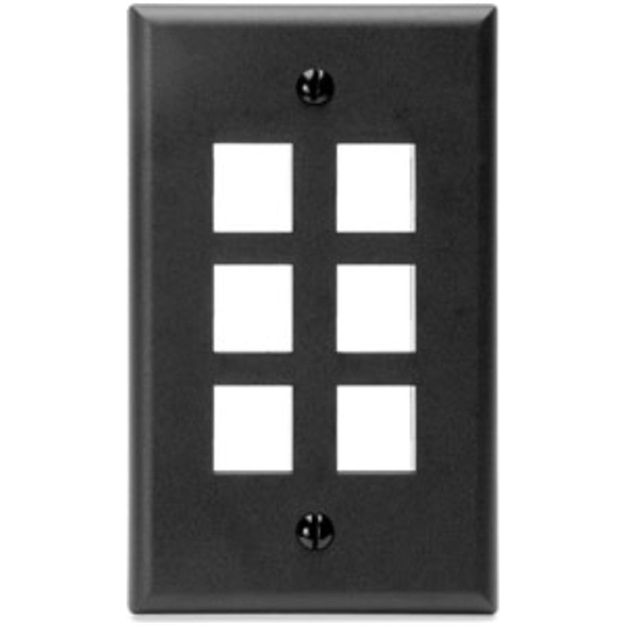 QuickPort Standard Plastic Wallplate, 1-Gang, 6-Port, Black