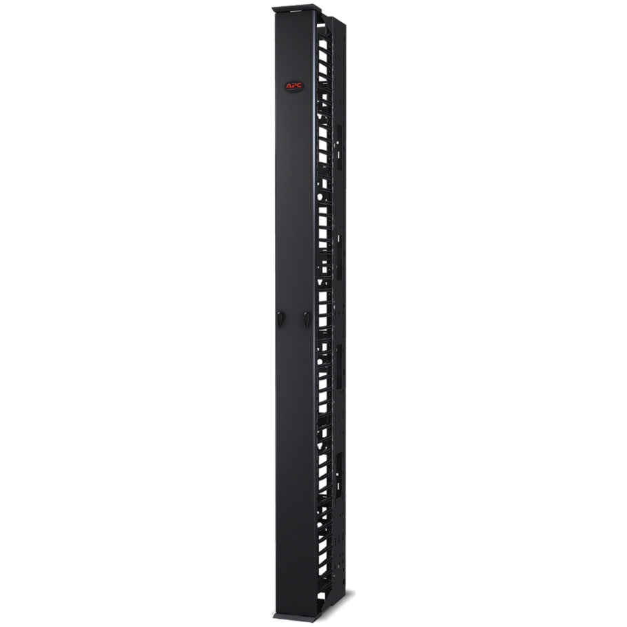 Performance Cable Manager with Door, Single-Sided, Vertical, Black, 84.02 H x 5.98 W x 14.17 D in.