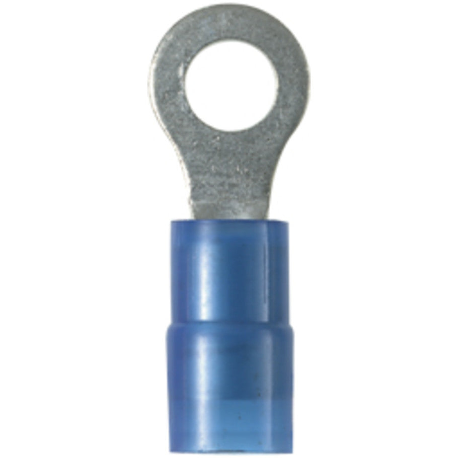 Pan-Term PN14-8R-C Ring Terminal, Blue, Nylon, 14-18 AWG,  8 Stud, PK100