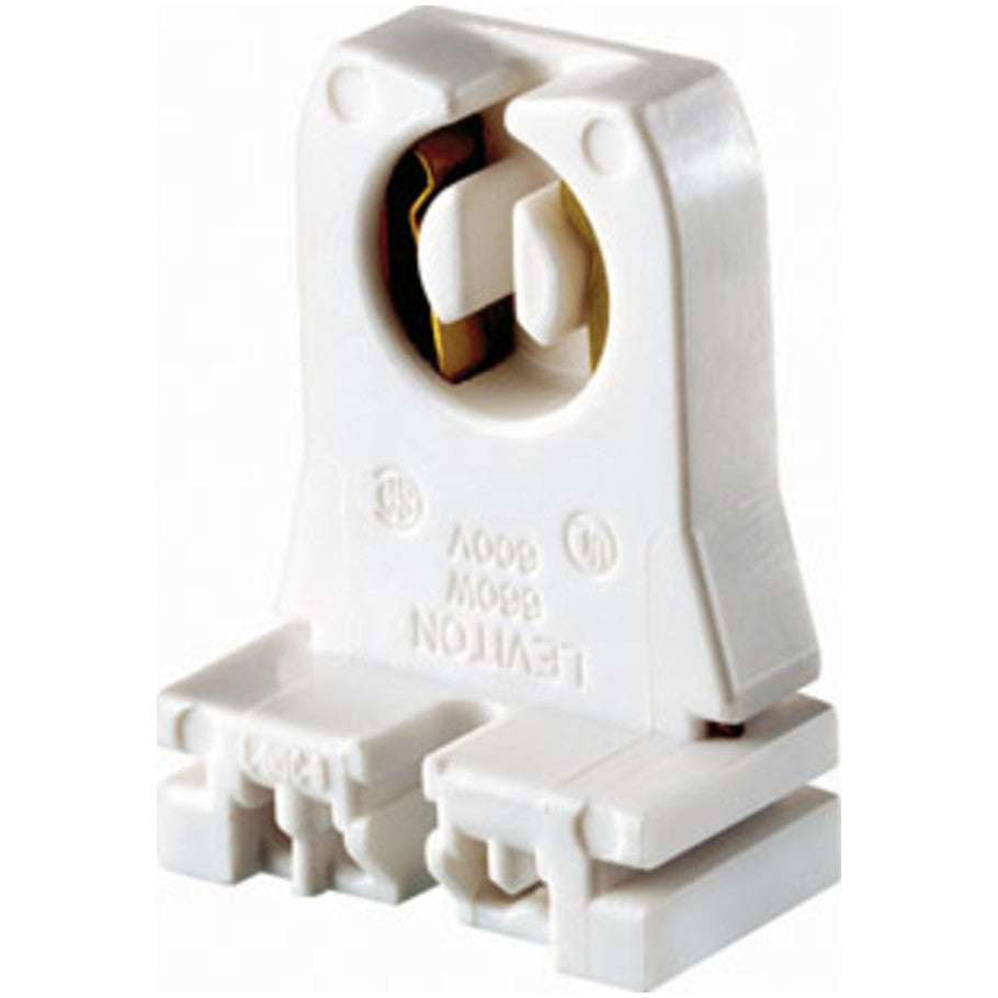 Standard Fluorescent Lampholder, Medium G13 Base, Bi-Pin, Low Profile, Slide-On, Turn-Type, Disconnect, Quickwire 18 AWG, White