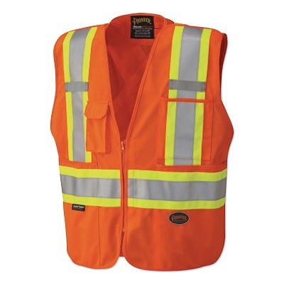 6935AU/6936AU/6937AU HV Zip-Up Snap Break Away Safety Vest, Medium, Orange