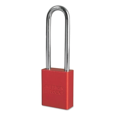Solid Aluminum Padlocks, 1/4 in Dia, 3 in L X 3/4 in W, Red