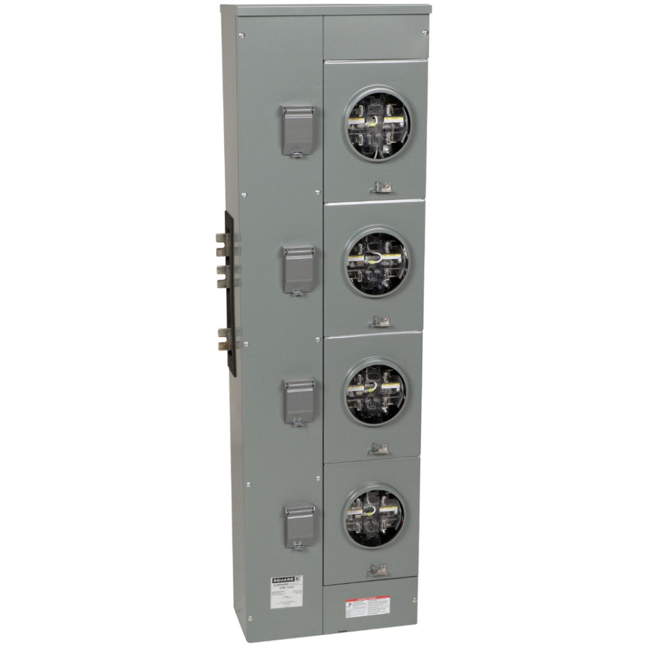 EZ Meter Pak EZML Commercial Branch Unit, 5 Jaw Ringless Socket With Lever Bypass and Jaw Release, 225A, 1 Phase IN