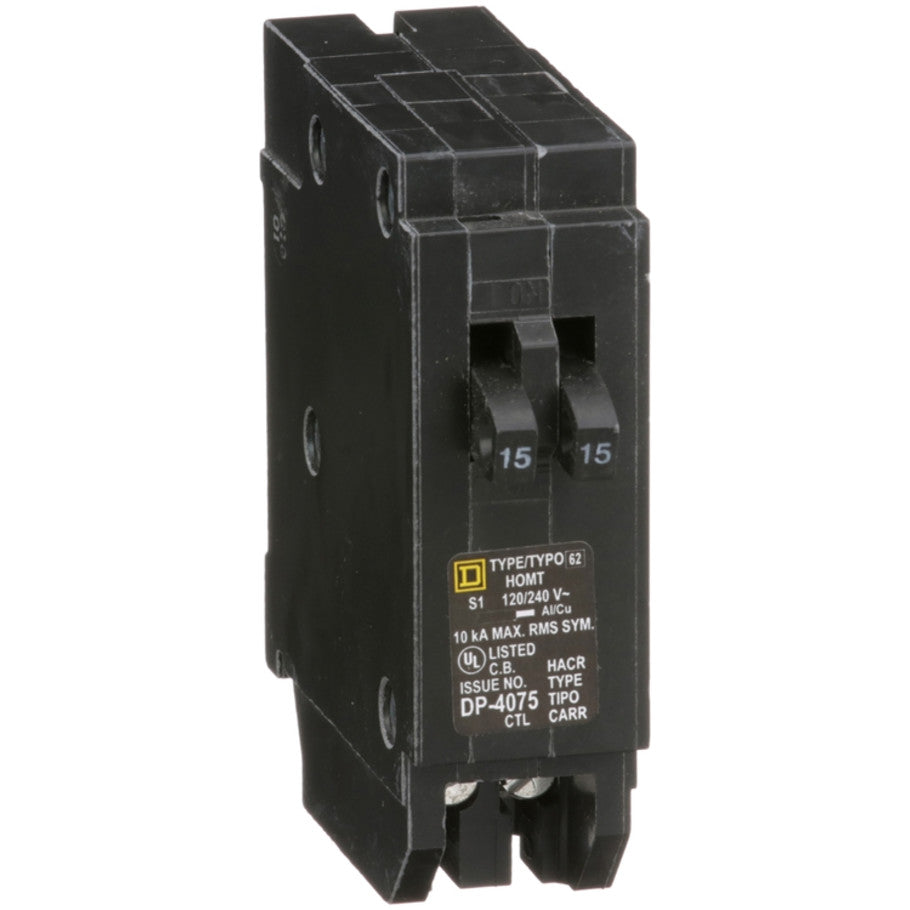 Homeline Tandem Circuit Breaker, Plug-In, 10kA, 120/240 Vac, 1-Pole, 15A