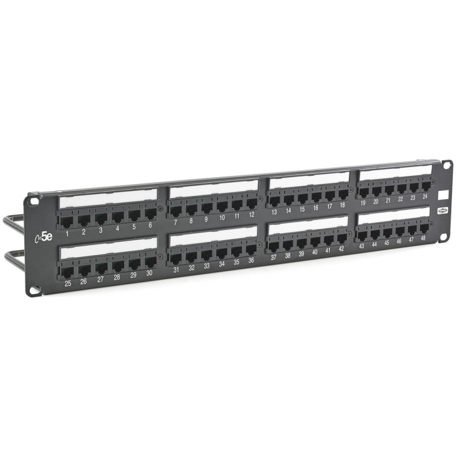 NEXTSPEED Cat 5e Patch Panel, Rack Mount, 48-Port, 2 RU, Black