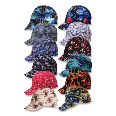 High Crown Welding Cap, Size 7-7/8, Assorted Prints, 4-Panel
